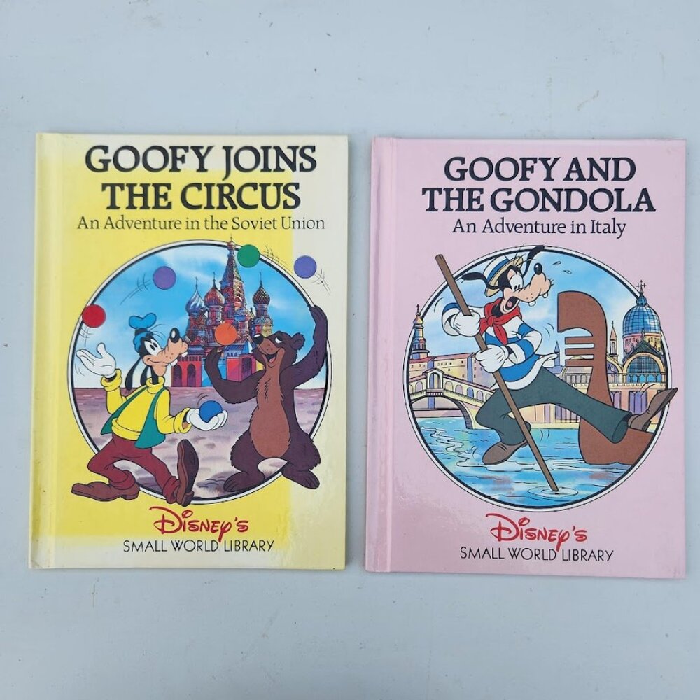 VINTAGE Disney Children's Book Bundle Goofy Small World Library 1980s Books Mick